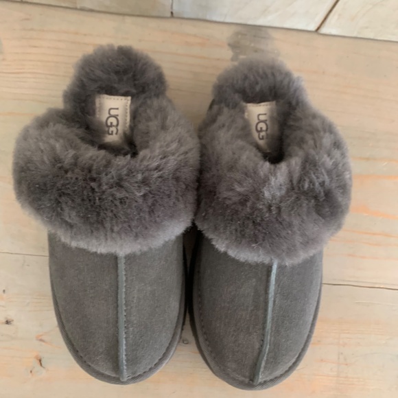 - Ugg disquette sheepskin platform clog slippers gray new - Picture 7 of 10